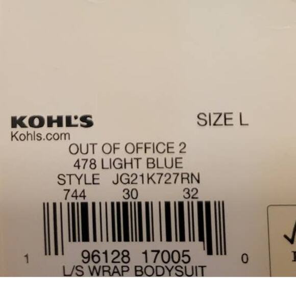 NEW SO Bodysuit Light Blue Top v-neck Wrap snap closure Size Large - Picture 3 of 11